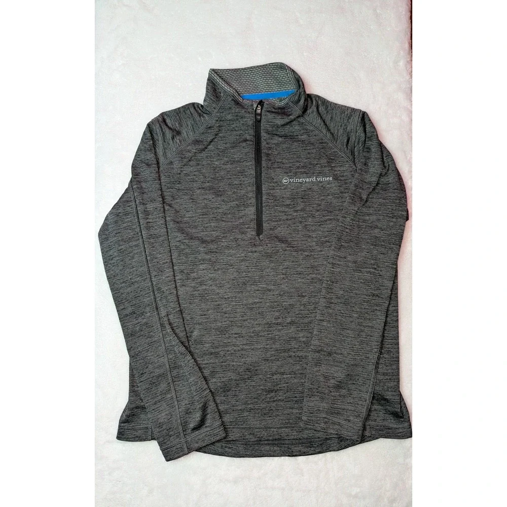 Vineyard Vines Mens Gray Space Dye Quarter‎ Zip Performance Pullover Size Medium